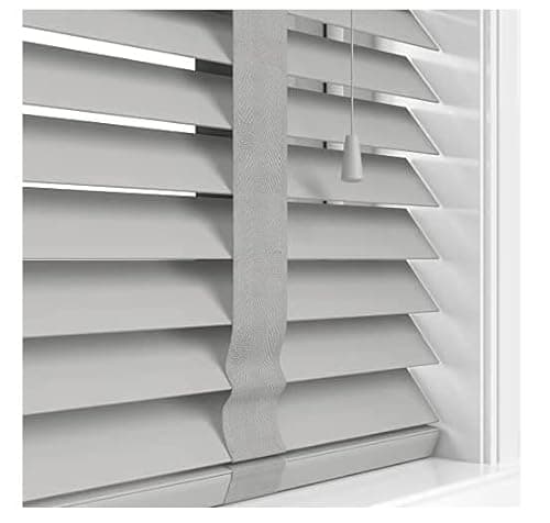 Image of Grey Faux Wood Wooden PVC Window Venetian Blind/Blinds, Easy Fit Child Safe Trimmable Shutters, 50MM Slats with Matching Facia (Grey, Width: 180cm / Length: 213cm)