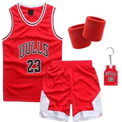 Image of Pardofelis Basketball Jersey for Men, Basketball Jersey Training Clothing Sleeveless Breathable Sportswear, Basketball T-Shirt Vest and Shorts with 2 Sweatband Set, red, XXXL