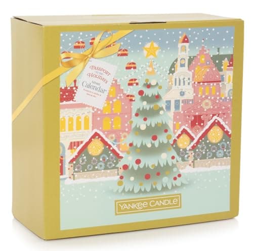 Image of Yankee Candle - Advent Calendar Book 2024 | 12 Votive Candles | 12 Tea Lights | 1 Tea Light Holder | Passport to the Holidays