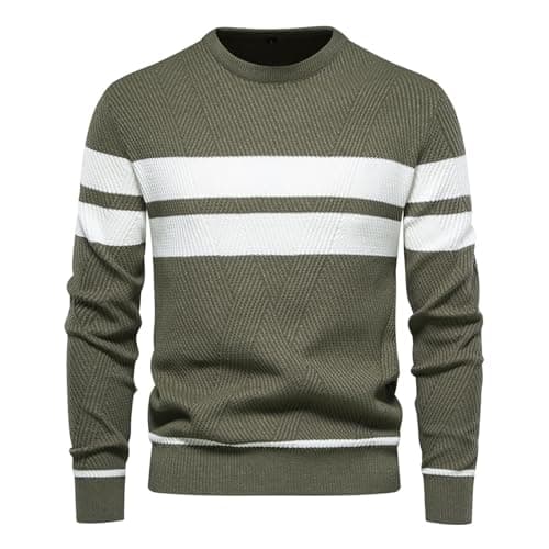 Image of Mens Knitted Jumper, Knitted Sweater Men, Knitted Crew Neck Jumper Long Sleeve Pullover Warm Casual Lightweight Solid Sports Leisure Jumpers