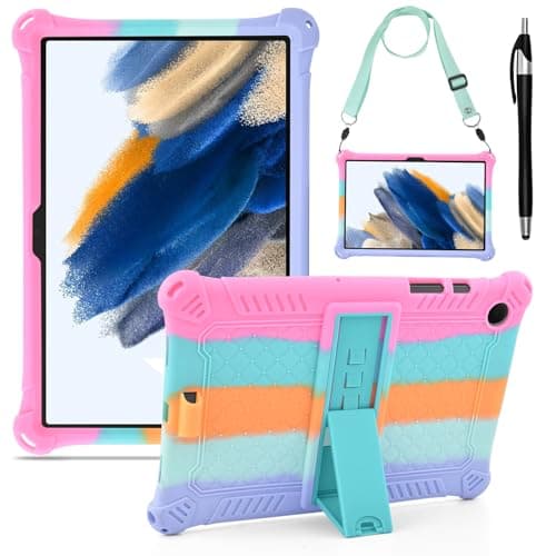 Image of KATUMO Silicone Case Compatible with Samsung Galaxy Tab A8 10.5 inch 2021 2022 Tablet (SM-X205N/X200N/X207) Soft Rubber Cover with Stylus Pen Shoulder Strap for Galaxy Tab A8 Case