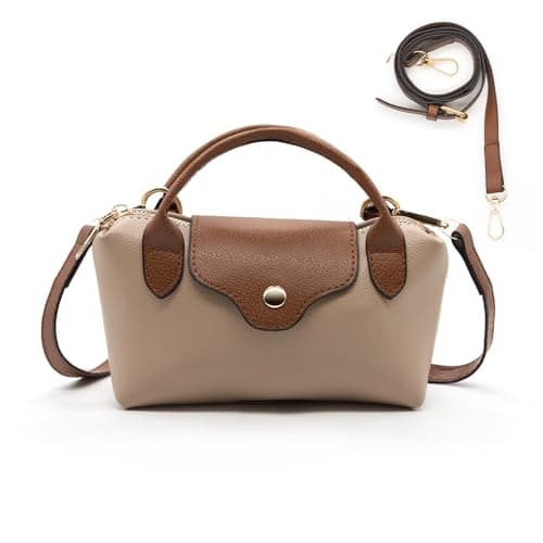 Image of Long Keeper Women's Mini Crossbody Tote Bag with Zip PU Leather Small Tote for Women Ladies Top Handle Hobo Purse Small Handbags Shoulder Bags (Khkai)