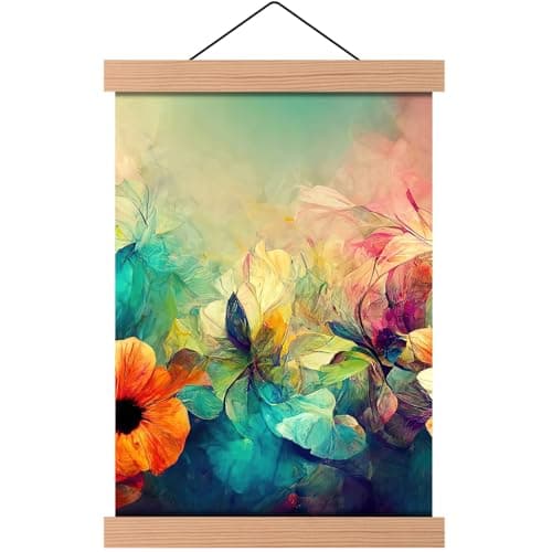 Image of MG Design Magnetic Wooden Poster Hanger 20 in (50 cm) – Easy-Change Frame with Strong Magnets – Hanging Rail for Prints, Artwork, Photos & Posters