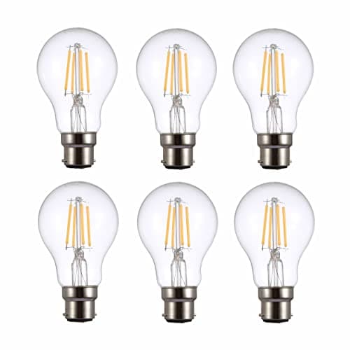 Image of TEKLED® A60 Filament Vintage LED Bulbs | B22 Bayonet Cap | Energy Saving 4W Light Bulb 40W Equivalent | NONDIMMABLE Clear 2700K 400LM | 6-Pack | Warm White