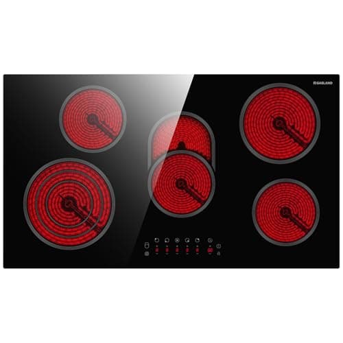 Image of GASLAND CH90BF Glass Ceramic Hob, Ceramic Cooktop, 90 cm, Built-in Electric Cooker, 5 Zones Electric Stove with Triple and Oval Zone, 8500 W