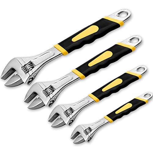 Image of WAIZHIUA 4 Piece Adjustable Spanner Set - 150mm 200mm 250mm 310mm Wrench, Metric Scale Marked, Ergonomic Grip, Hand Tools for Home, Garage, Auto Repair
