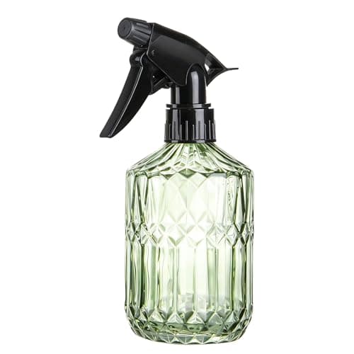 Image of ZhouZGlass Glass Spray Bottle, 13.5oz Fine Mist Plant Mister, Handheld Pressure Spray Bottles with Adjustable Nozzle for Indoor Plants, Spring Gardening,Cleaning, Hair, Pets Care (Green)