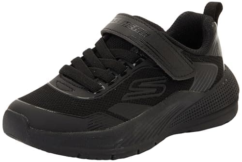 Image of Skechers Girl's Microspec Advance Oasis Point Sneakers, Black Pu/Multi Mesh, 12 UK Child