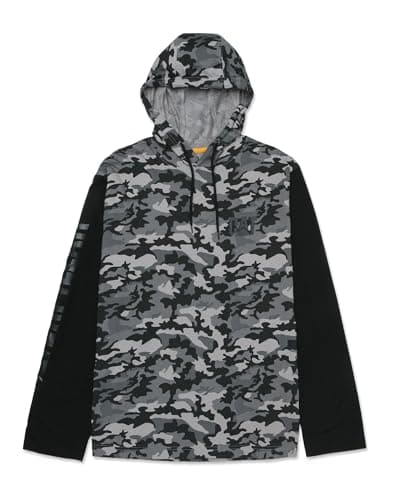 Image of CAT Caterpillar Men's Hooded Banner Long Shirts with UPF 50 Protection, Moisture Control Logo on Sleeve, Stone Camo, Stone Camo, S