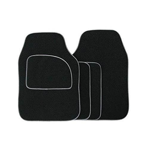 Image of Streetwize SWCM31 Velour Car Floor Mat Set of 4, Anti-Slip Car Mats - Car Interior Accessory (Black/Grey)