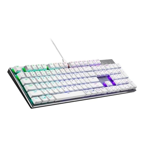 Image of Cooler Master SK652 Silver/White Full Mechanical Low Profile Gaming Keyboard, Linear Red Switches, Customizable RGB, Ergonomic Design, USB-C Connectivity, Mac/Windows, QWERTY (SK-652-SKTR1-US)