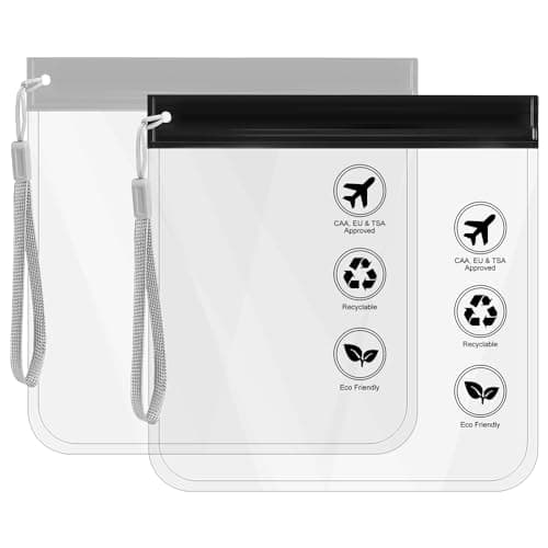 Image of Airport Security Liquids Bags 20x20cm, Clear Travel Toiletry Bags TSA Approved Leakproof Wash Bags Travel Accessories Holiday Essentials for Women/Men