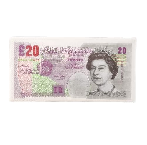 Image of Bank Note Paper Napkins £20 Twenty Pound Novelty Pack of 10