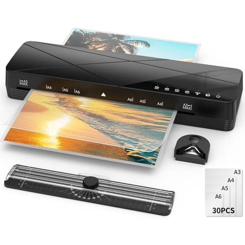 Image of Crenova A3 Laminator, Laminator Machine 3-6mil with 30 Laminating Sheets 60s Quick Warm Up Auto-Off, 6 in1 Laminating Machine ABS Jam Free for Home Office School, Black