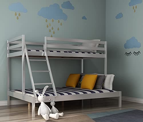 Image of Panana Bunk Bed with Ladder, Single Bed and Double Bed Set,Triple Sleeper Bed Frame,11Type (Grey)