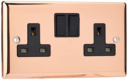 Image of Varilight 2-Gang 13A Double Pole Switched Socket Polished Copper