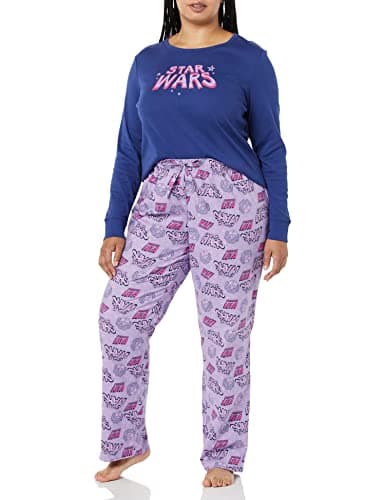 Image of Amazon Essentials Disney | Marvel | Star Wars Women's Flannel Pyjama Sleep Sets, Star Wars Logo Leia - Womens, M