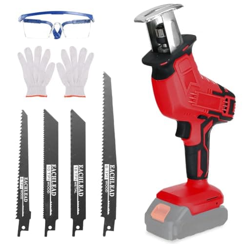 Image of Cordless Reciprocating Saw Tool for Milwaukee M18 18V Battery, ConBlom Brushless Power Recipro Saw 0-3500 RPM, 4 Saw Blades for Metal, Wood, PVC Cutting (No Battery)