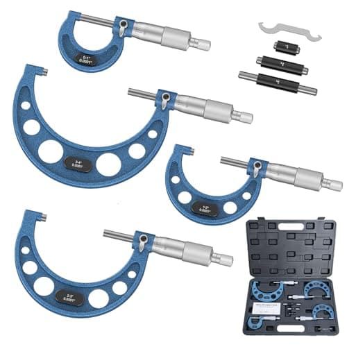Image of HDLNKAK Outside Micrometer Set, 0-4" Machinist Micrometer, 4 Pcs Machinist Tool Set, 0.0001" Graduation Micrometer Set, Alloy Precision Micrometer, Laser-Etched Micrometer Standard Set with Case