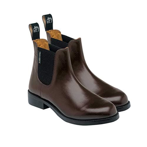 Image of Harry Hall Women's Jodhpur Boot - Leather Lining, Cushioned Sole, Elastic Gusset - Ankle Height for Riding & Competition - Brown - Durable Resin Rubber Sole - Size 5