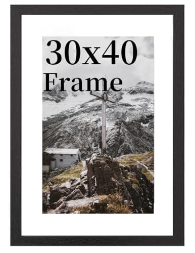 Image of 30x40cm Picture Frame, Black Picture Frames 30x40, Black Wooden Frame with Clear Acrylic Glass,Poster Frame to Hang Portrait or Landscape, for Family Photos With Stand Table Top or Wall Hanging