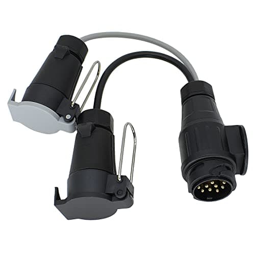 Image of AUTOXBERT 13 Pin to Twin 7 Pin Plug Towing Socket,12V Twin 7 pin N & S Type Trailer Socket Adaptor Lead Connector for Trailer Caravan Truck RV
