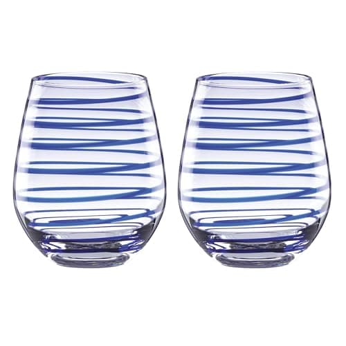 Image of kate spade new york Charlotte Street 2Pc Stemless Wine Glass, 2 Count (Pack of 1), Blue