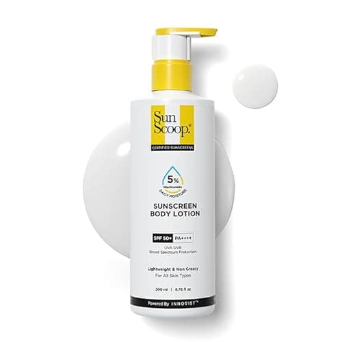Image of SunScoop 5% Niacinamide Daily Moisture Sunscreen Body Lotion SPF 50+ PA++++ | 24-Hours Moisturization | Reduces Pigmentation | Smoothens the Skin (200ml)
