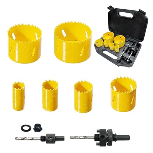 Image of 9 pcs M3 Bi-Metal Hole Saw Set, High Speed ​​Steel Hole Saw Kit with 7/8"-2-7/8" (22-73mm) 6 pcs Hole Saw Blades, Boxed with Arbor, Drill Bit, Hex Wrench, Suitable for Metal, Wood, Plastic
