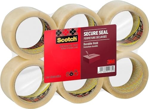 Image of Scotch Secure Seal Packaging Tape Transparent 50 mm x 66 m 6 Rolls/Pack - Ideal for Packing Boxes and Parcels