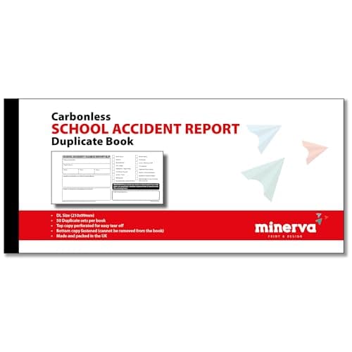 Image of Accident Report Duplicate Book with NCR Paper - Records for School Incidents & Illnesses, DL Size 210x99mm - Pack of 10