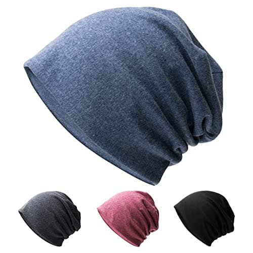 Image of Hurinan Unisex Slouch Beanie Hat Jersey Beanie Skull Cap Classic Baggy Hat Lightweight and Soft Knitted Cotton Hat Headwear for Men Women (Blue)
