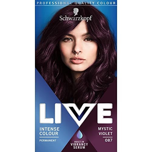 Image of Schwarzkopf LIVE Intense Colour, Long Lasting Permanent Purple Hair Dye, With Built-In Vibrancy Serum, Up To 70% Grey Coverage, Mystic Violet 087