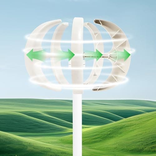 Image of Mqwdxzfes 600W 12V Vertical Axis Wind Turbine Generator with IP67 Controller & Flange Plate, 5-Blade Laternenform Windturbine, Kleine Windkraftanlage for Garden Shed Boat Off-Grid RV, Low-Start 2 m/s