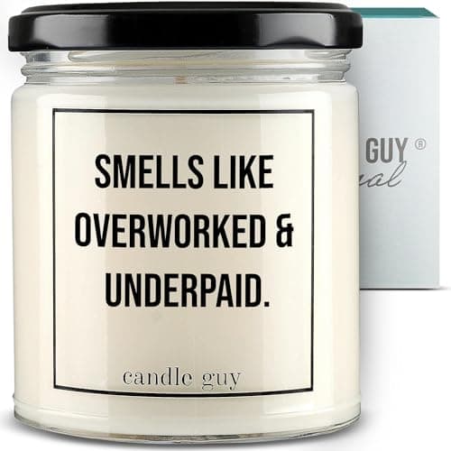 Image of candle guy Scented Candle | Smells Like Overworked and Underpaid | Handmade from 100% Soy Wax | 70 Hours Burn Time