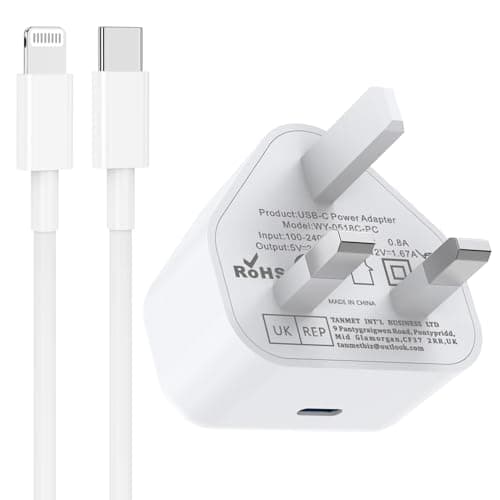 Image of iPhone Charger Fast Charge for i Phone 14 13 12 11 Pro Max XS XR SE 8,iPad 7th 8th 9th iPad 5th 6th 7th 8th 9th,20W USB-C Power Adapter with 1M USBC to Apple Lightening Charger Cable and Plug Charging