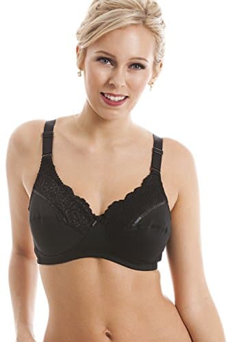 Image of Camille Womens Ladies Non Wired Full Cup Support Black Mastectomy Bra 40B