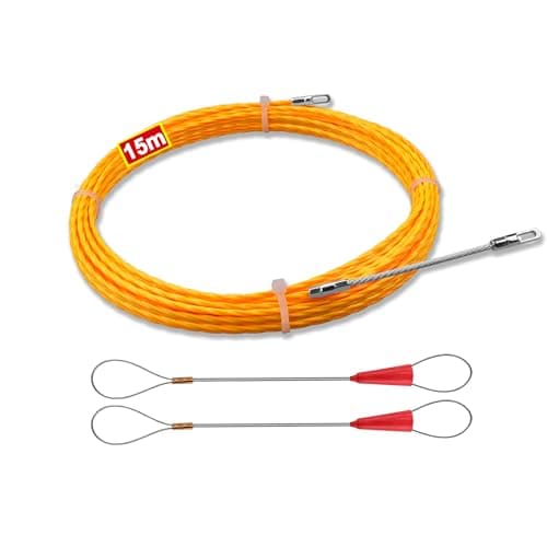Image of Fish Tape 15m, Fish Tape Cable Puller 3.0mm, Cable Pullers for Electrical Cables, Retractable Draw Wire with Pull-Out Aid Plus 2 Guide Springs
