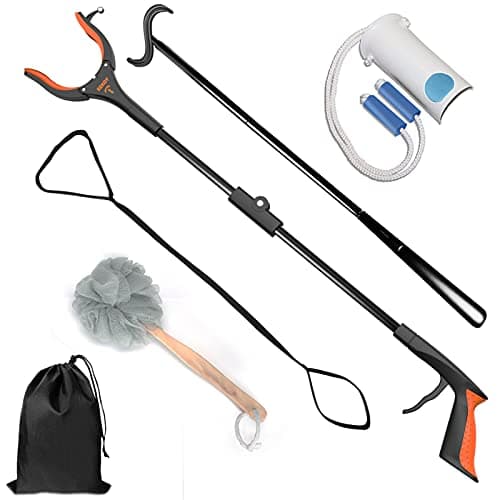 Image of Kekoy 7 In 1 Hip Kit, Knee Back Surgery Hip Replacement Recovery Kit With 32" Grabber Reacher Tool,Sock Aid Device for Seniors,Shoe Horn Long Handle & Dressing Stick,Leg Lifter,Bath Sponge,Storage Bag