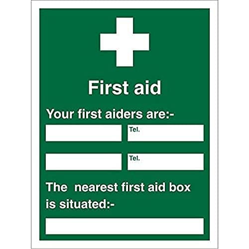 Image of Seco First Aid - Your First Aiders Are/The Nearest First Aid Box Is Situated Sign, 200mm x 300mm - 1mm Semi Rigid Plastic