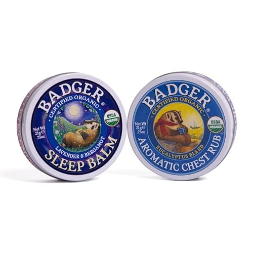 Image of Badger Mini Sleep Balm & Mini Aromatic Chest Rub Duo | Natural Sleep Aids | Calms The Mind & Clears The Sinuses | Cruelty & Gluten-Free (2 Pack x 21g)