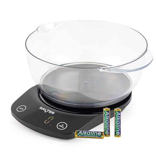 Image of Salter Digital Kitchen Scale - Electronic Food Scale With 1.8L Bowl, Measure Liquids, Add & Weigh Wet & Dry Ingredients, Easy Pour Spout, 5kg/11lbs Capacity, Easy Read LCD Display, Includes Battery