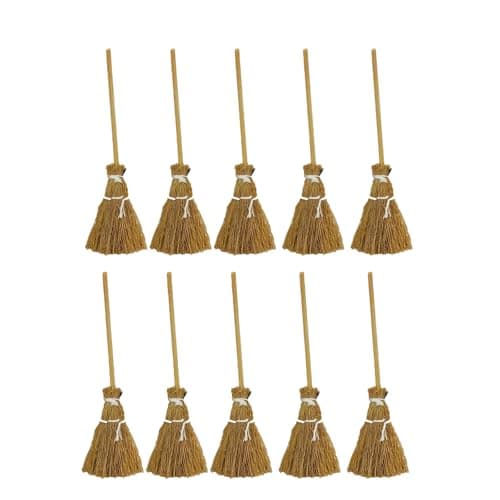 Image of 10Pcs Witch Broomstick Set, Miniature Broom Props, Fairy Decoration, Cinnamon Broom, Sweeping Tools, Angle Brooms Dollhouse Accessories