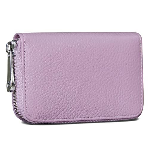 Image of GADIEMKENSD Womens Credit Card Holder Small RFID Blocking Ladies Wallet with Stainless Steel Zipper Excellent Genuine Leather Accordion Wallets Case Slim Blocked Zip Accordian Cards Light Purple