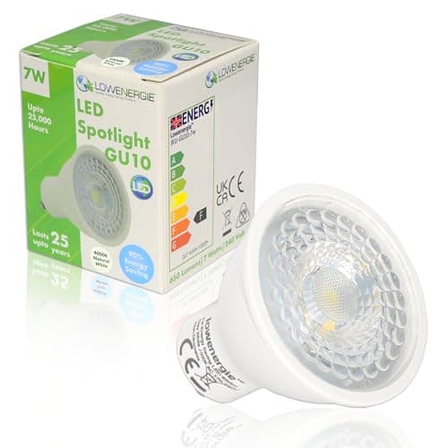Image of LOWENERGIE 7W GU10 LED Spotlight Bulbs – Pack of 1 Natural White 4000K Downlights [Energy Class F]