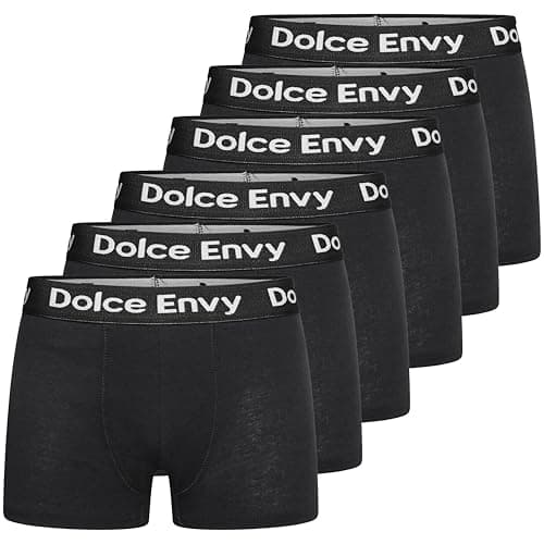 Image of DOLCE ENVY 6-Pack Mens Boxers Shorts with Elastic Waistband Cotton Fitted Breathable Underwear Suitable for any Occasion (UK, Alpha, XL, Regular, Regular, 6 BLACK)