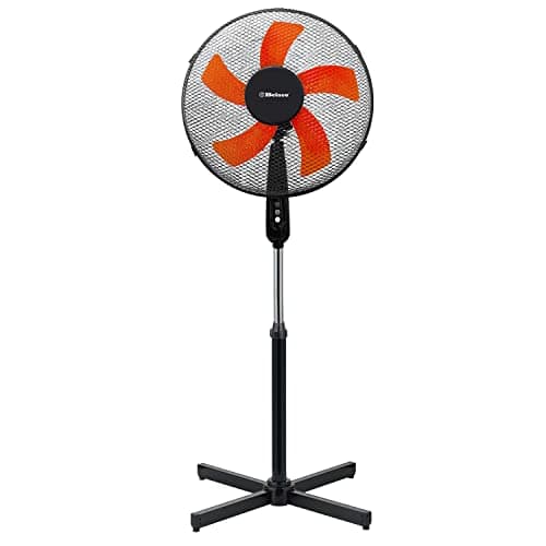 Image of Belaco 16 Inch Pedestal Fan with Oscillation, Adjustable Height, Quiet Powerful Cooling Airflow, 45W, Black & Orange
