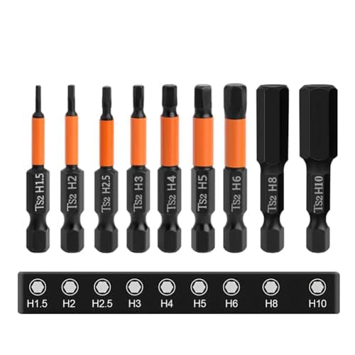 Image of Saipor 9pcs Allen Wrench Drill Bit Set with Magnetic Tips, 1/4'' Hex Shank Impact Bits Set H1.5-H10 Metric S2 Steel Screwdriver Bits, 2 Inch Length
