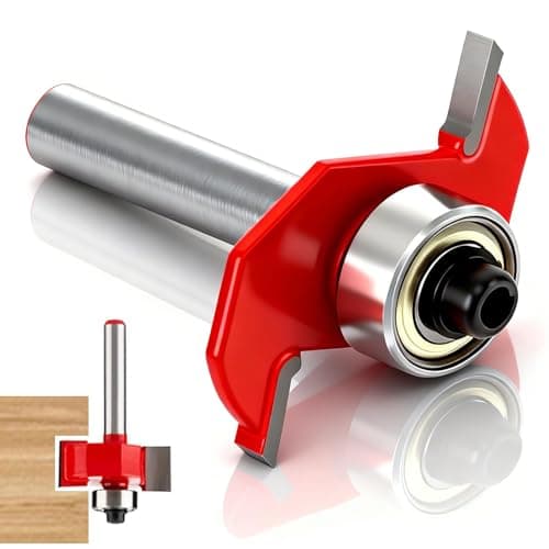 Image of T Slot Router Bit 1/4" Shank 2.38mm Slot Cutter Bit, Carbide Tip Woodworking Cutter for Grooving Rebating Joinery, Suitable for Knock-On Furniture Campervan Motorhome Cabinet (Red,1Pc)