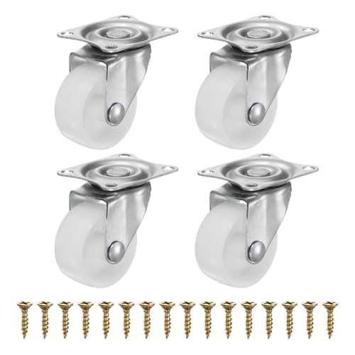 Image of PATIKIL 1.5 Inch Caster Wheels, Plastic Silent 360 Degree Swivel Plate Castors for Furniture Drawers Storage Bins DIY Project - 4pcs (White)